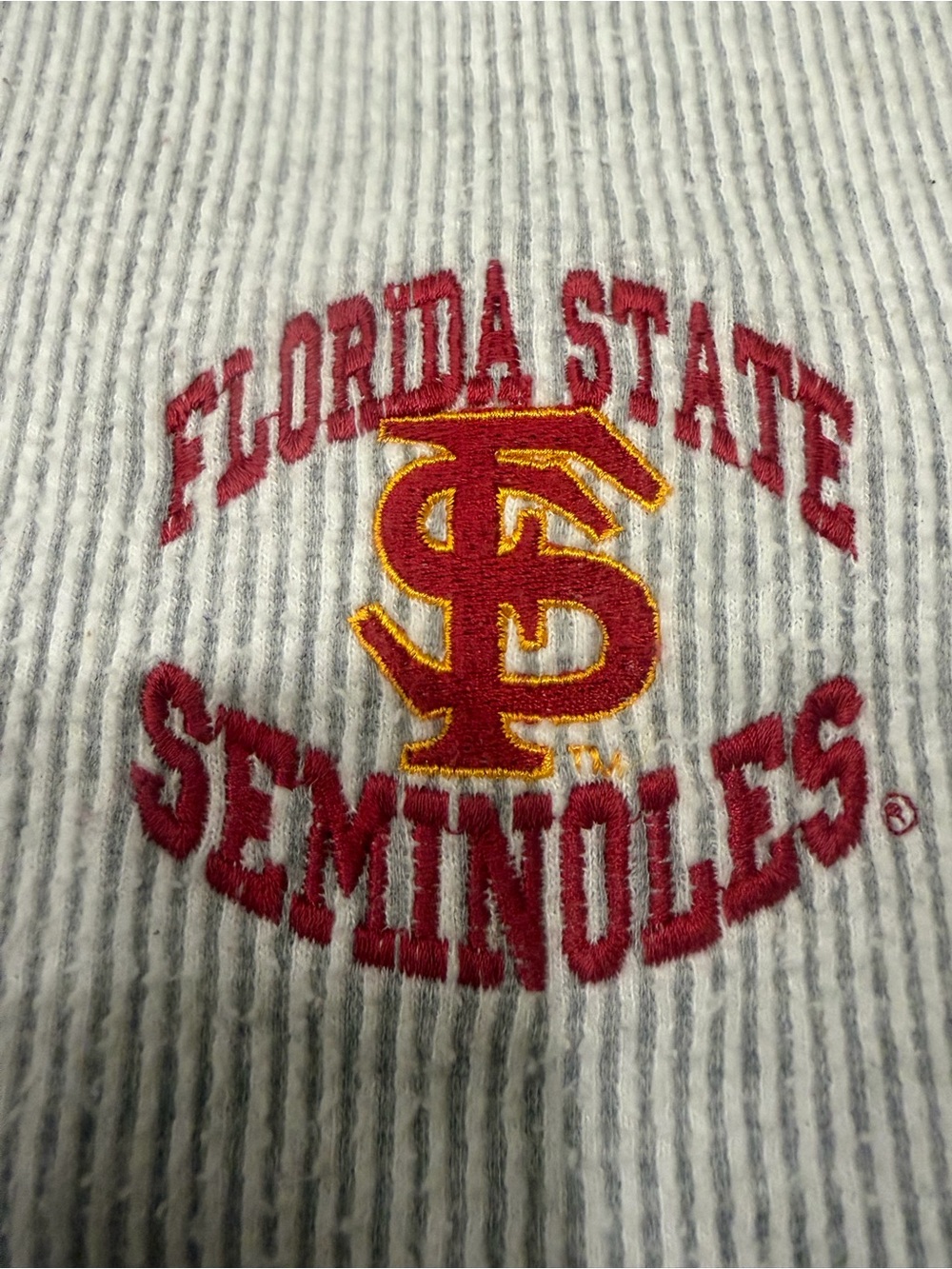 Pro Edge Florida State Seminoles Embroidered Crewneck - White/Red/Gold